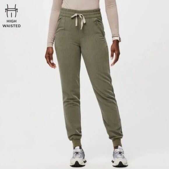 Figs Pants - FIGS Tatu Slim High Waisted Moss Olive Green Cargo Jogger Scrub Pants Women's M